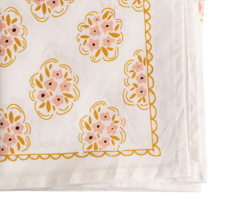 Pink Floral Scalloped Edge Bandana