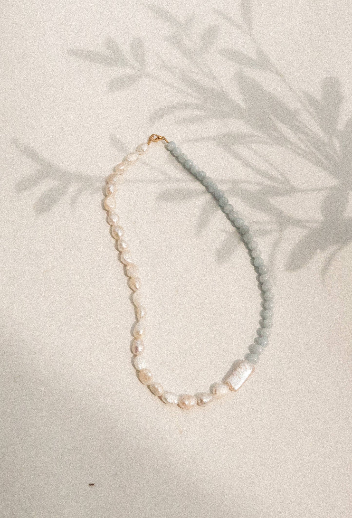 Quince | blue jade and fresh water pearl stone necklace