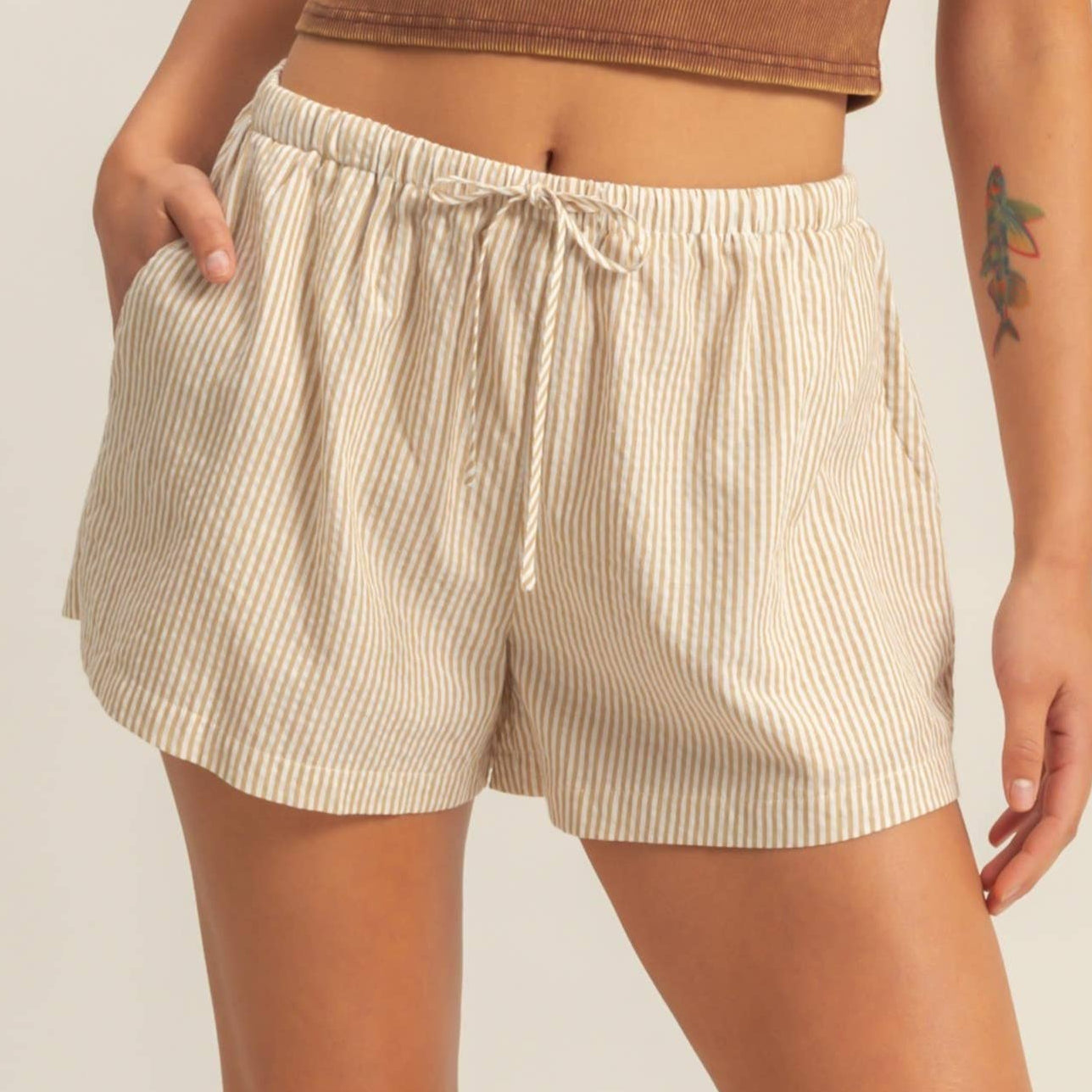 Stripe Taupe Shorts