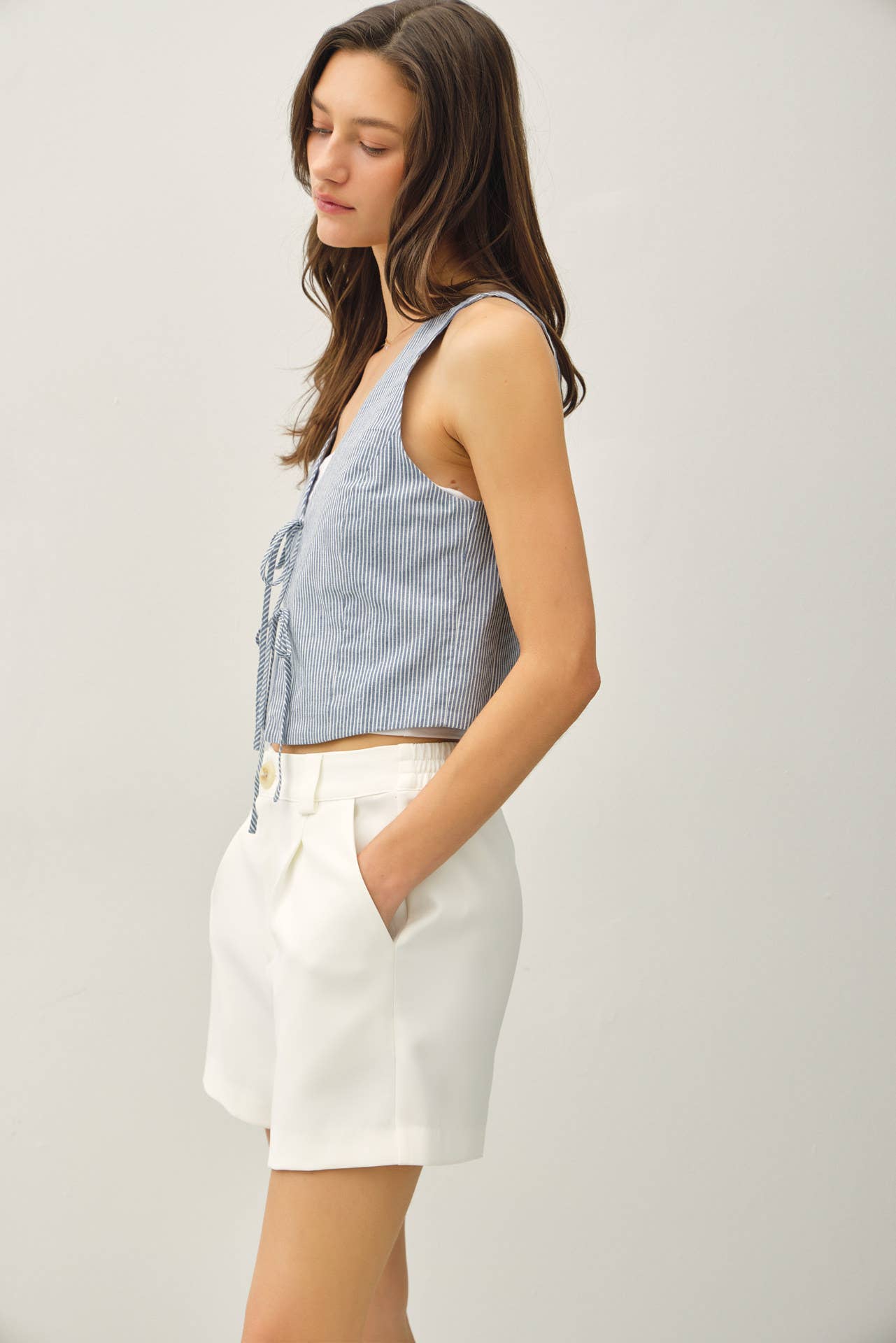PINSTRIPED COTTON VEST