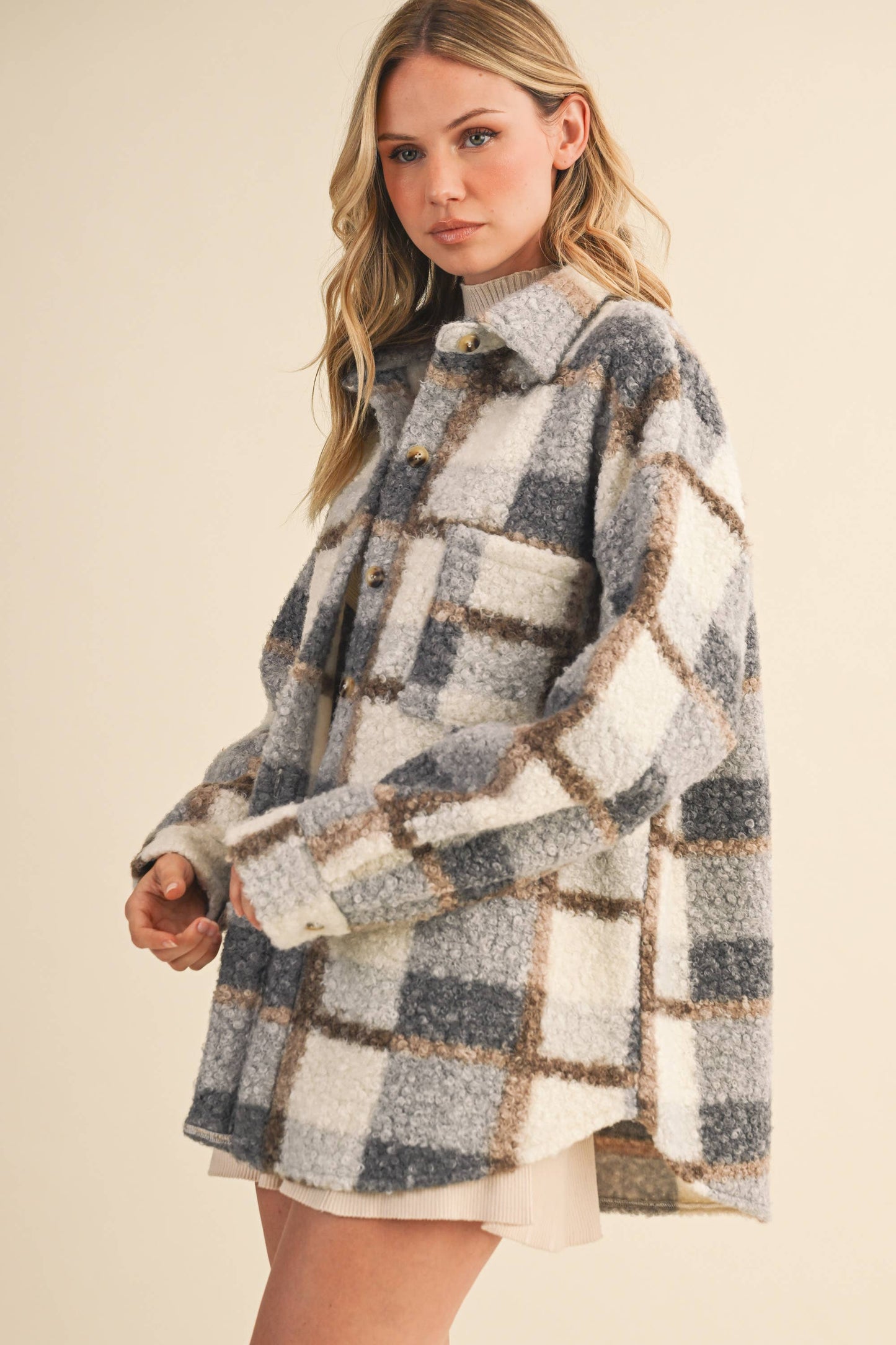 TEDDY PLAID OVERSIZED SHACKET