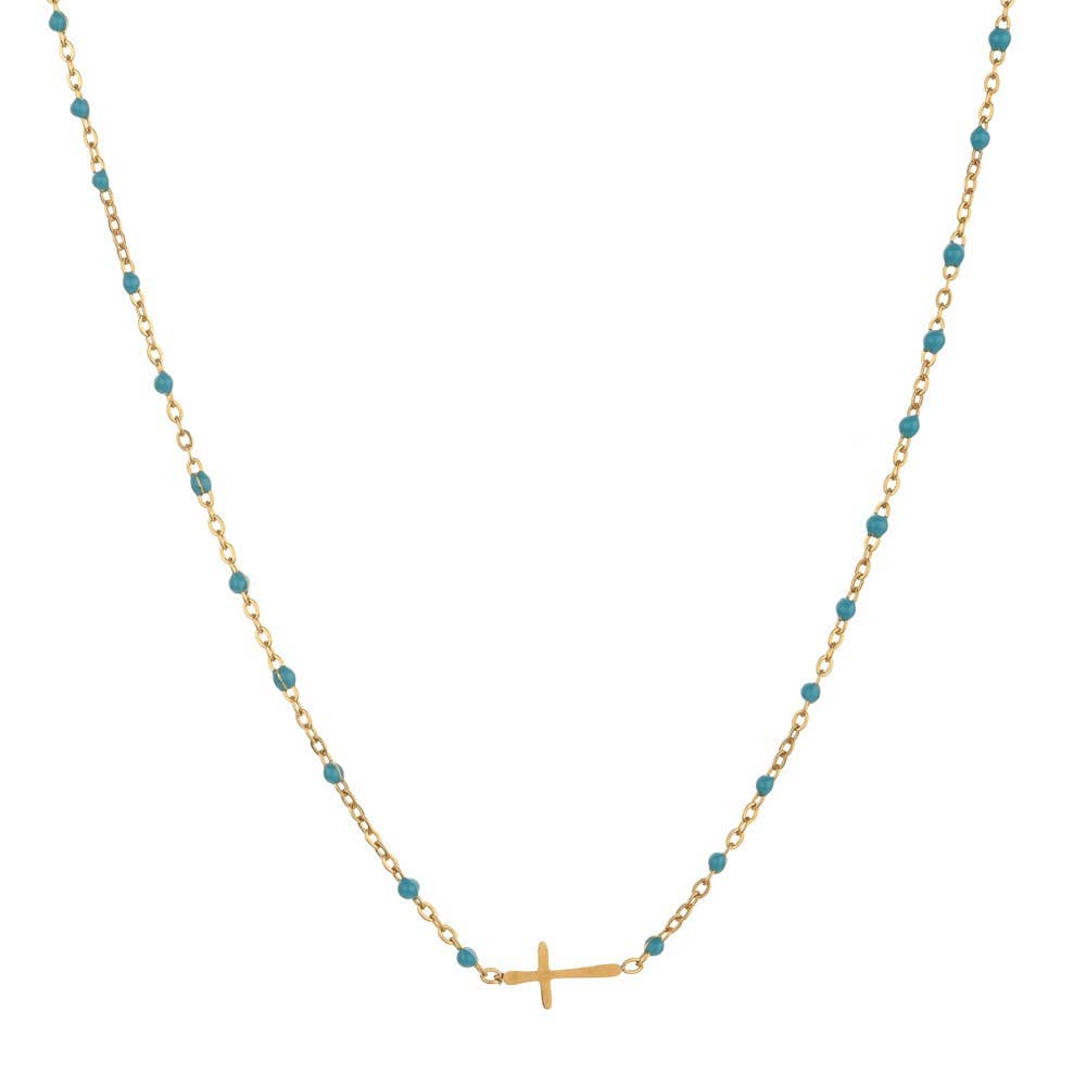 Teal Cross Necklace