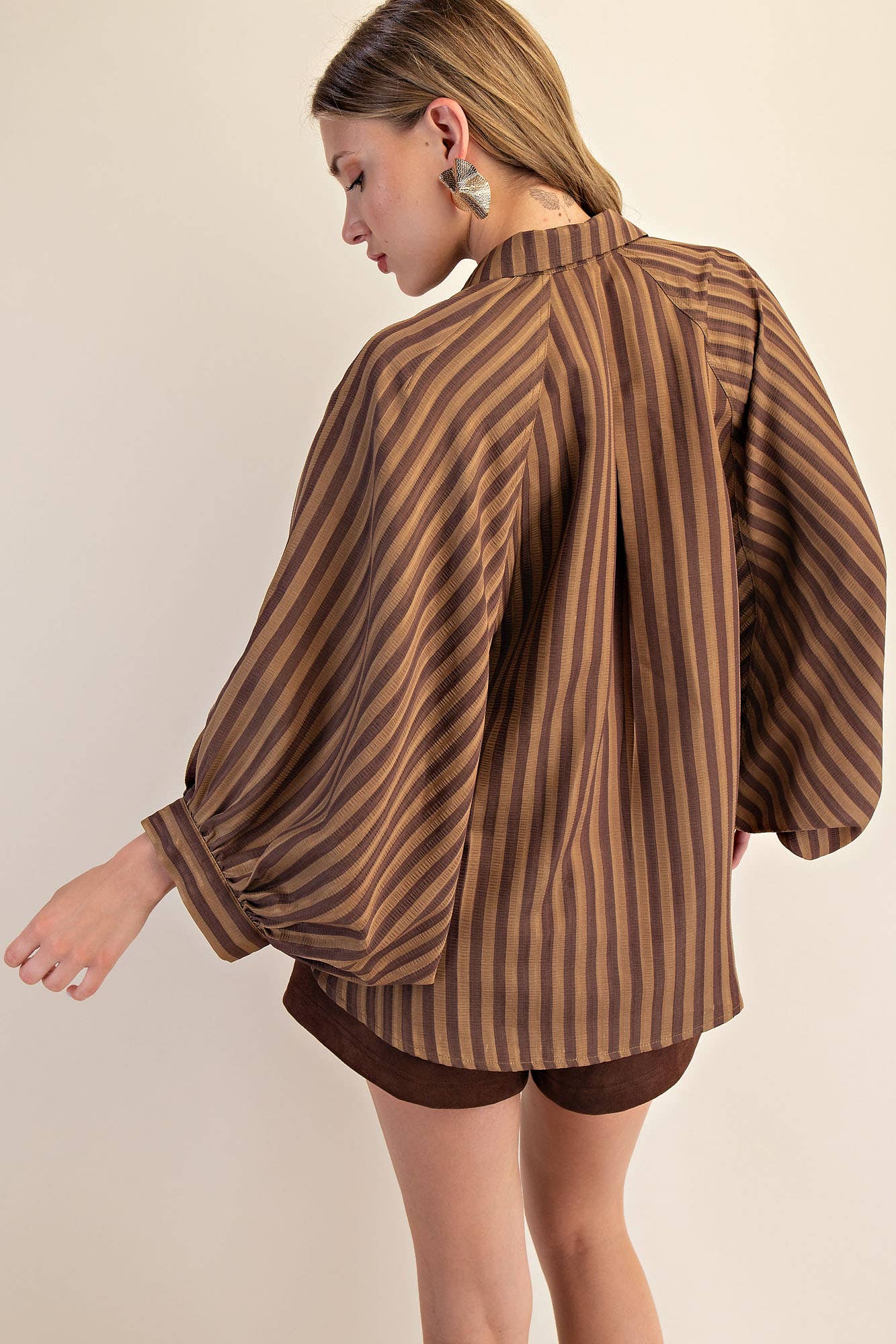 Mocha Button Front Shirt