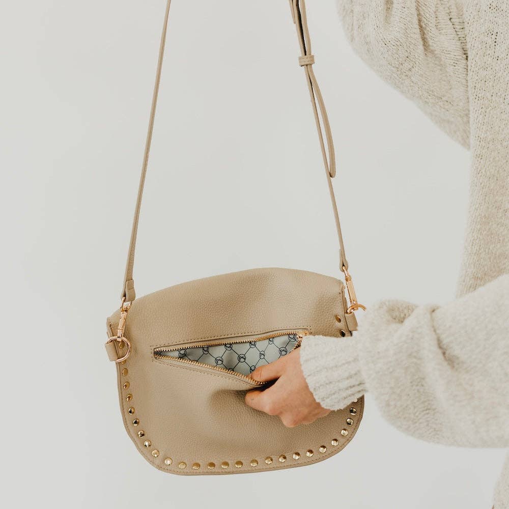 Taupe Pebble Studded Bum Bag