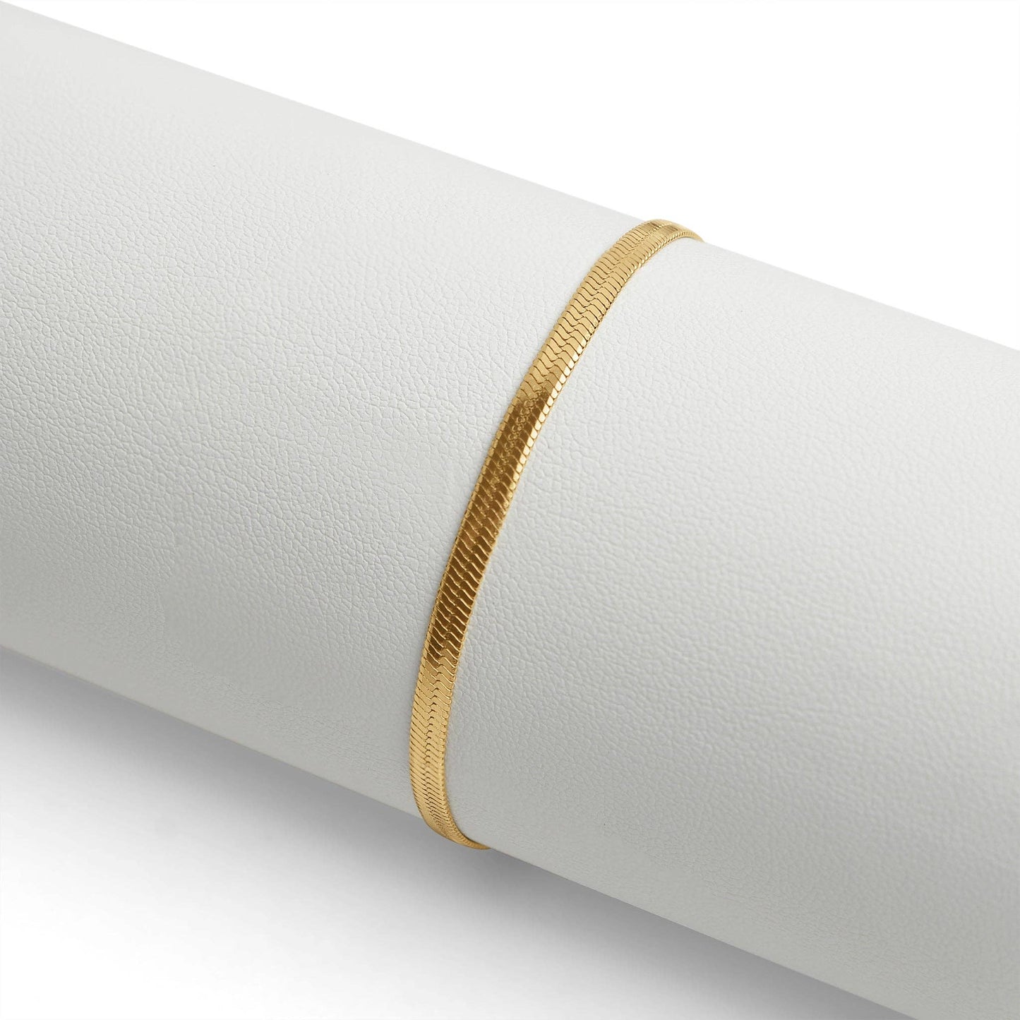 18K Gold Herringbone Chain Bracelet: 7.5" / 3mm