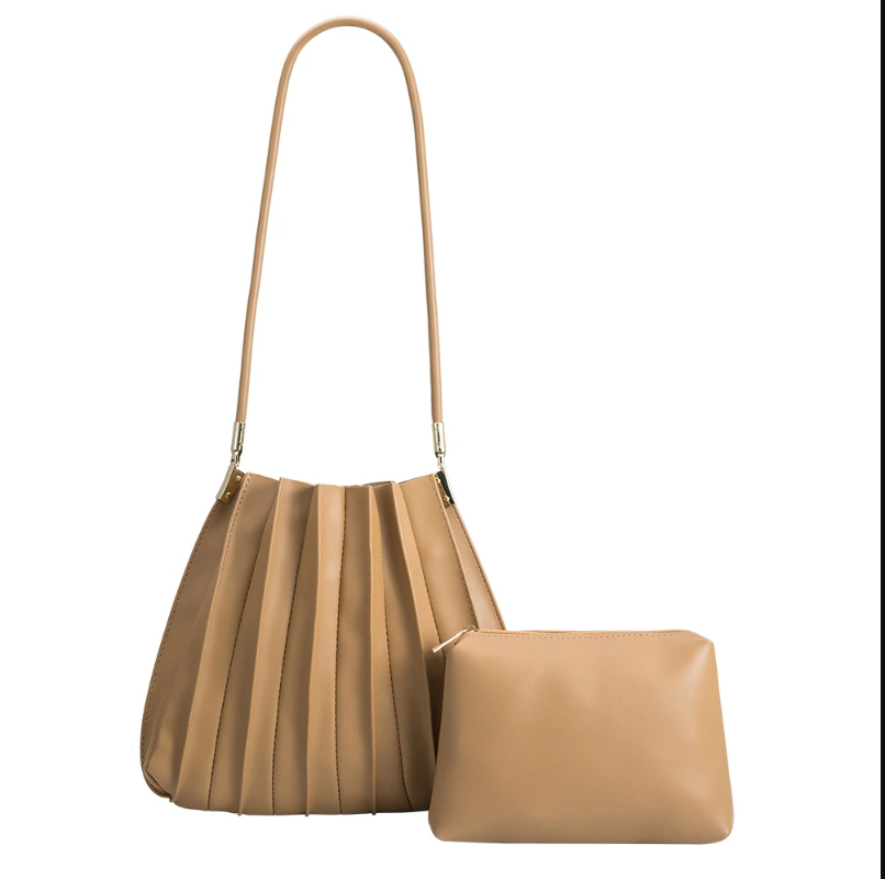 Taupe Pleated Bag