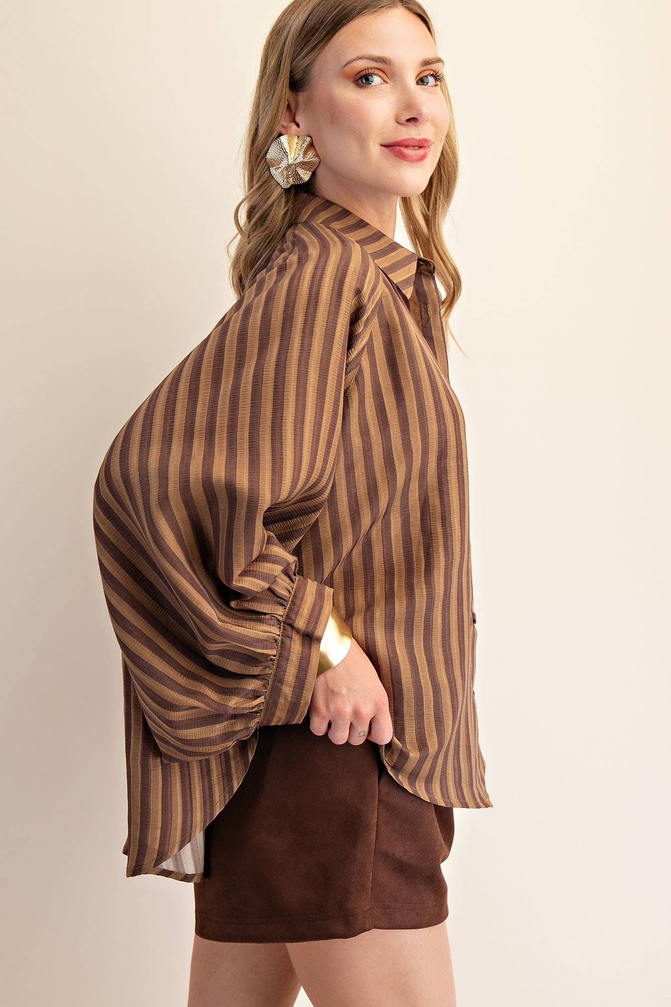 Mocha Button Front Shirt