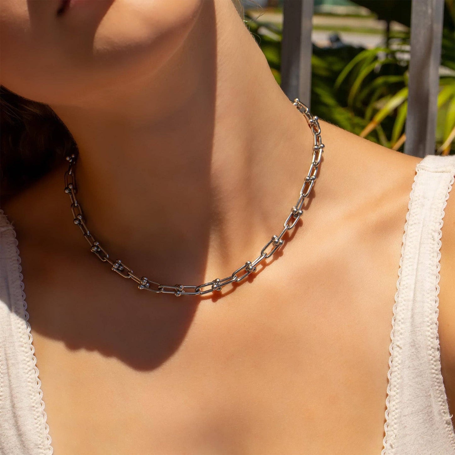18K Gold PVD Stainless Steel Hardware Chain Necklace: Gold