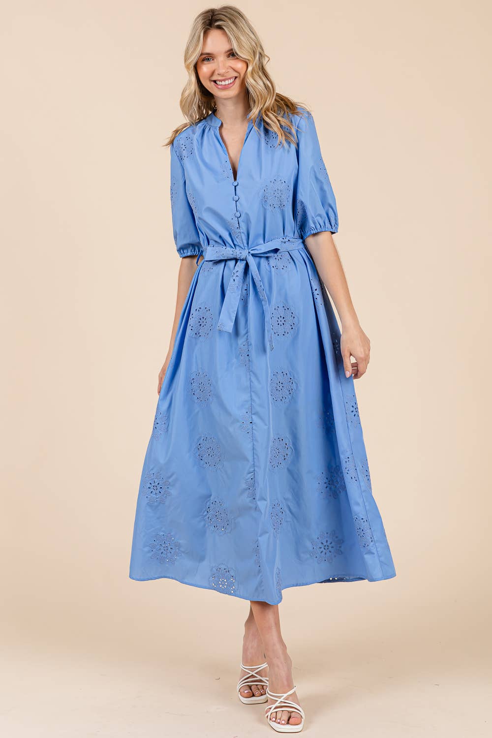 Eyelet Lace Midi Dress