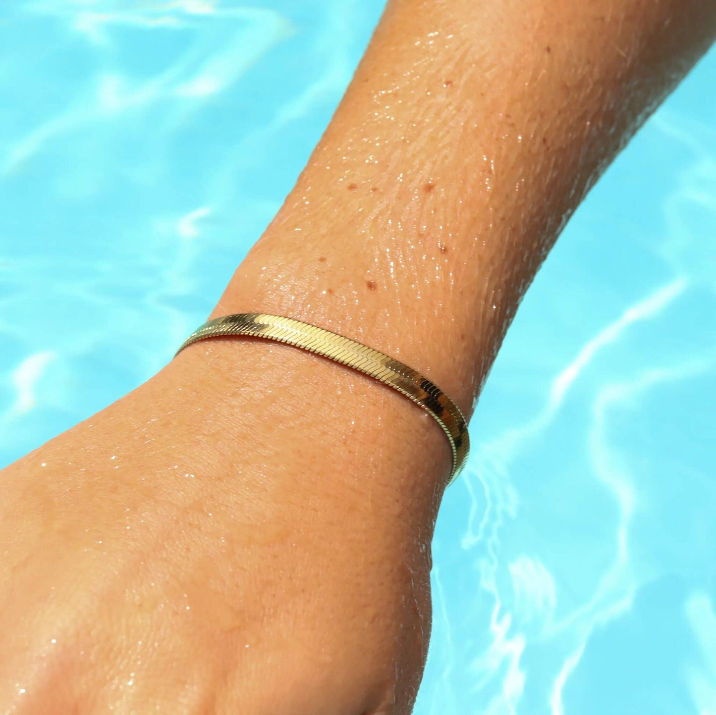 18K Gold Herringbone Chain Bracelet: 7.5" / 3mm