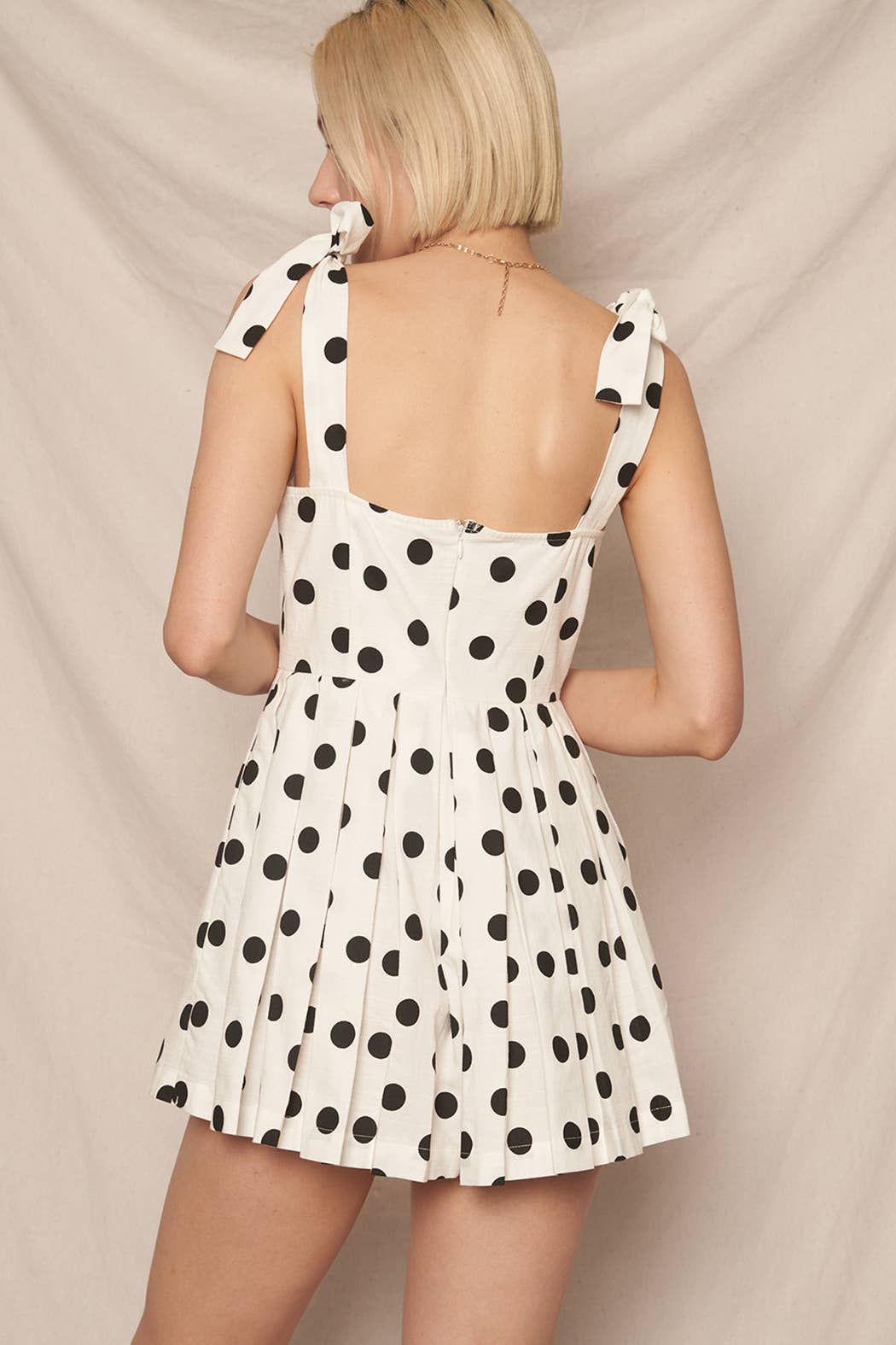 Polka Dot Pleated Romper