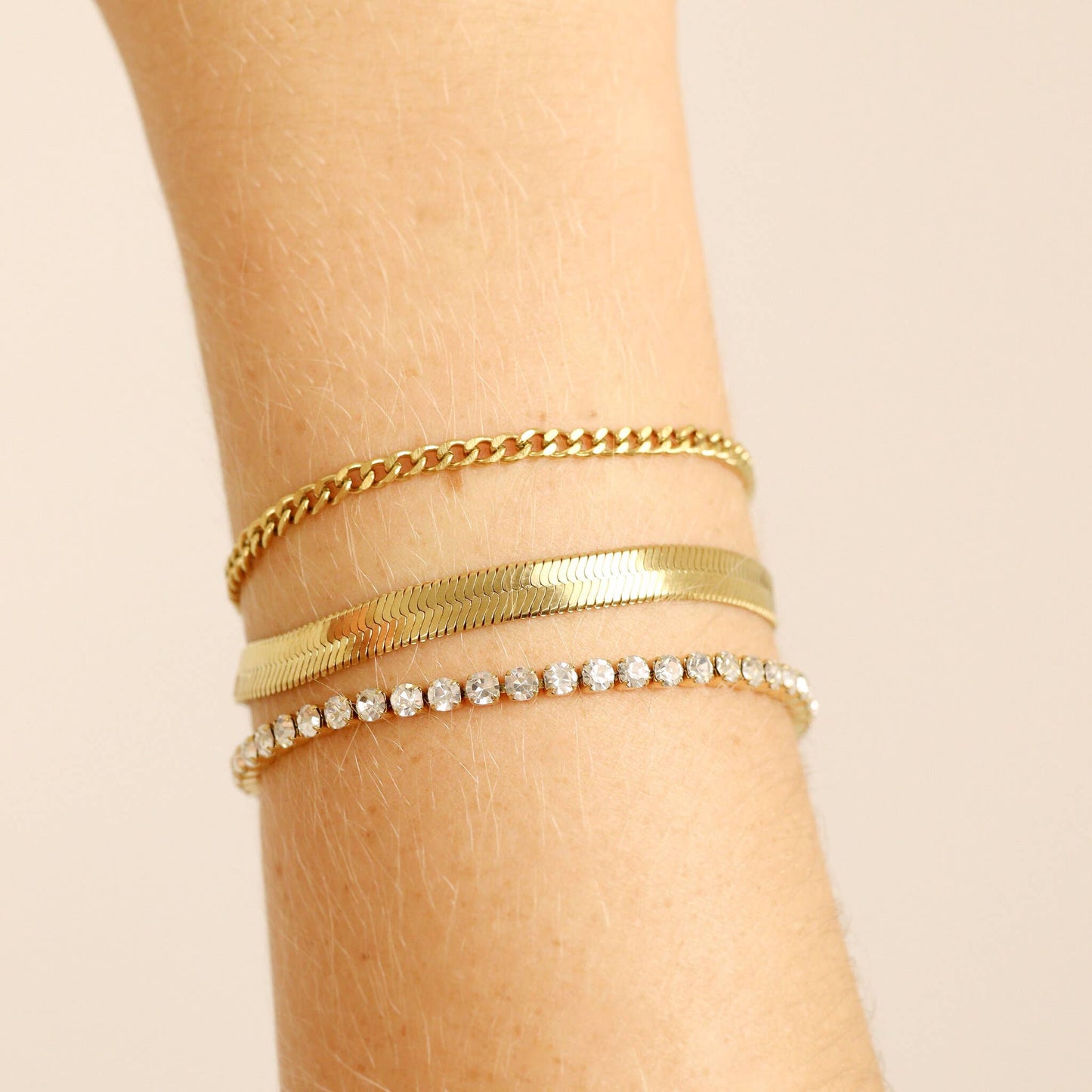 18K Gold Herringbone Chain Bracelet: 7.5" / 5.5mm