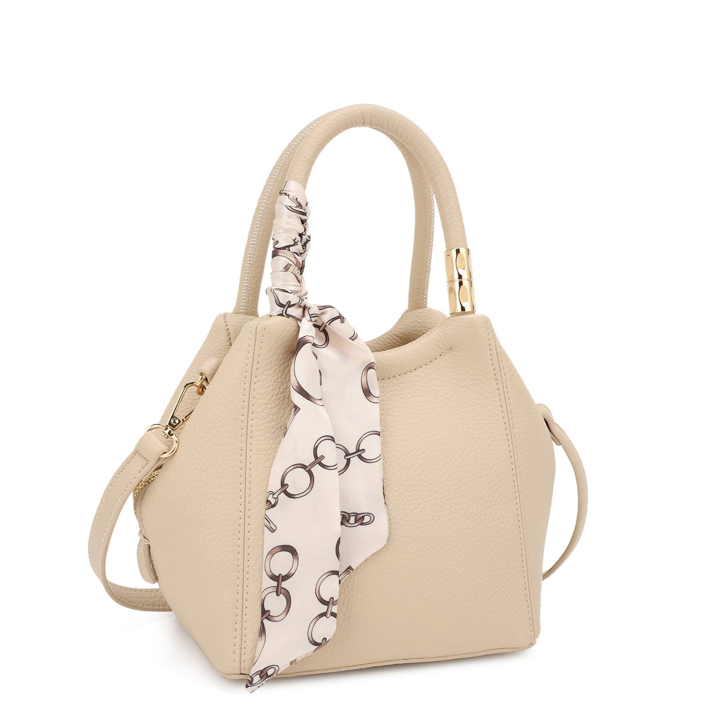OATMEAL BUCKET BAG WITH SCARF