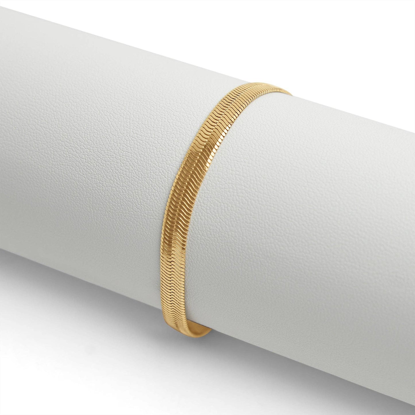 18K Gold Herringbone Chain Bracelet: 7.5" / 3mm