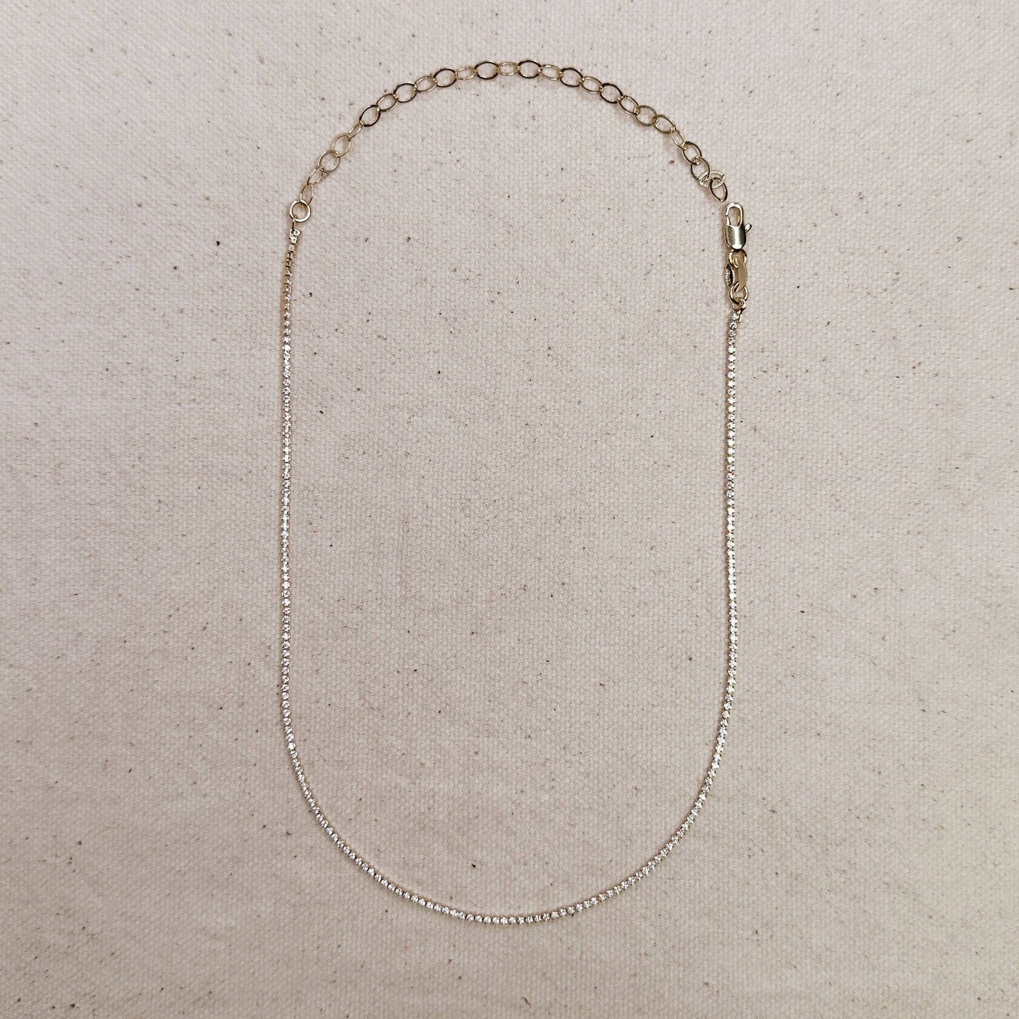 18k Gold Filled 1.2mm CZ Tennis Necklace