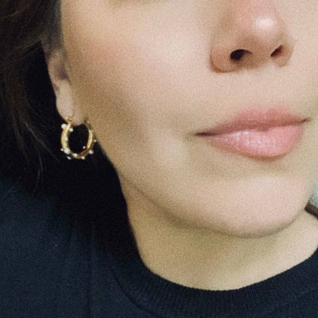 Pearls Gold Hoop Earrings