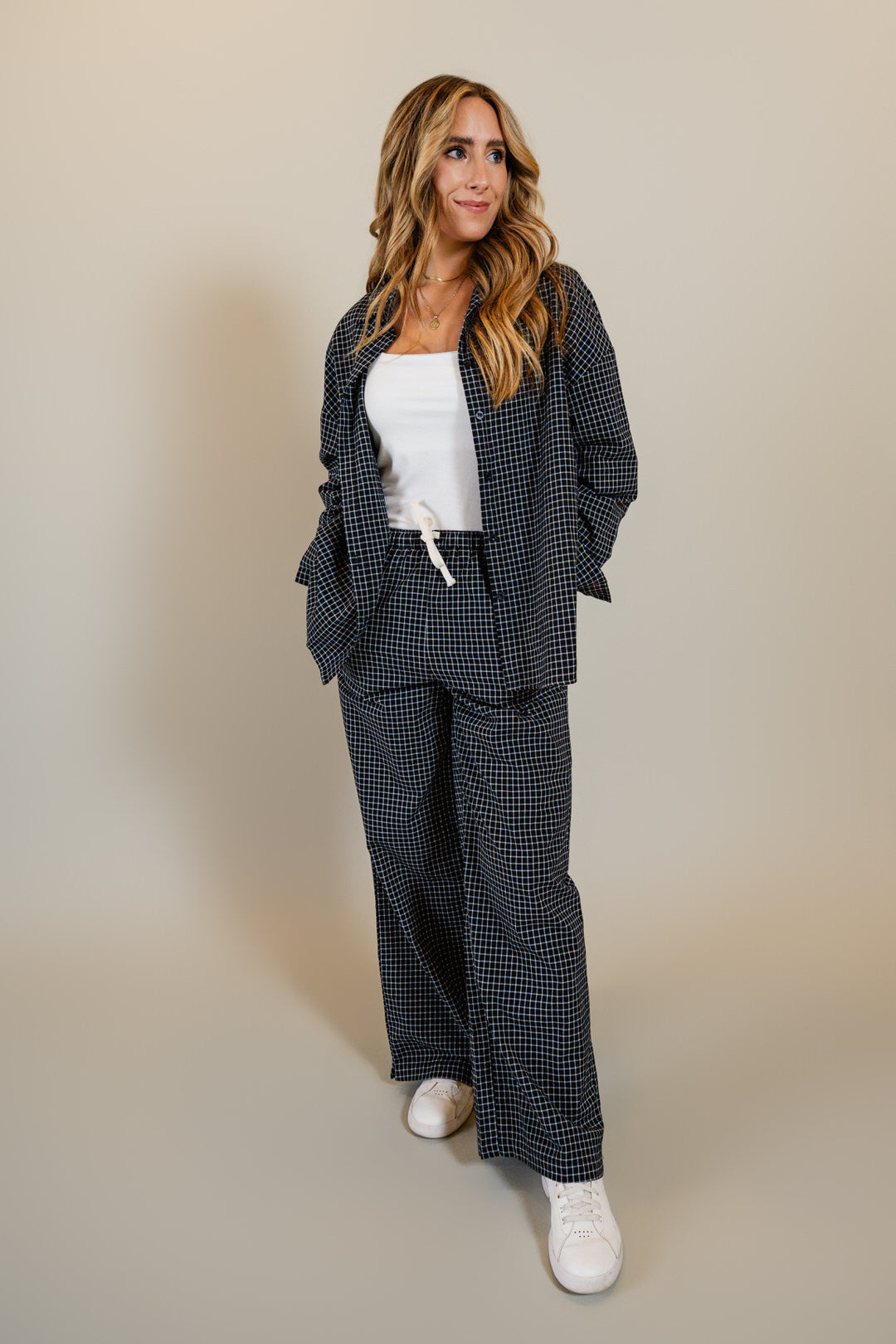 Drawstring Check Pants