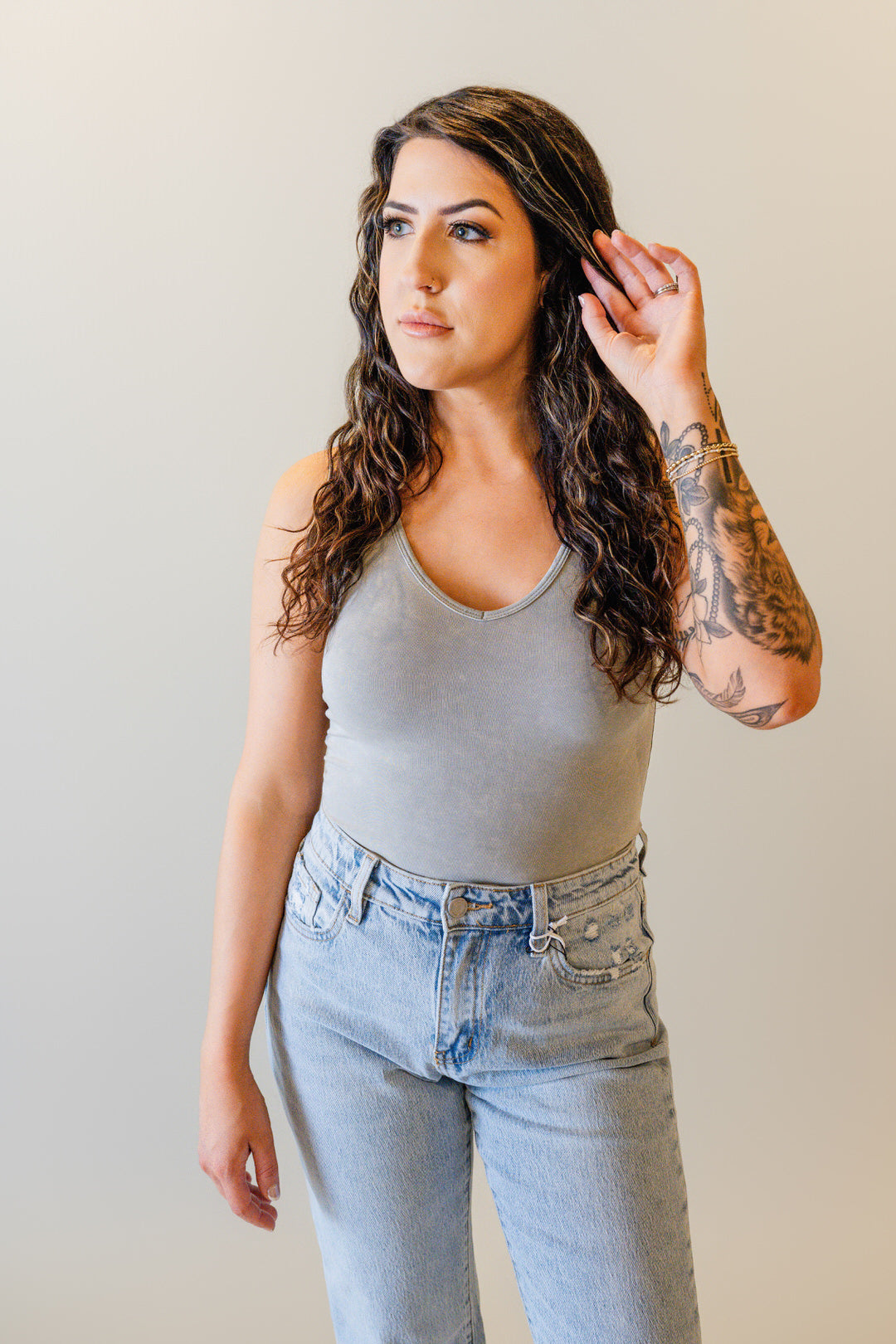 Acid Wash Tank Bodysuit