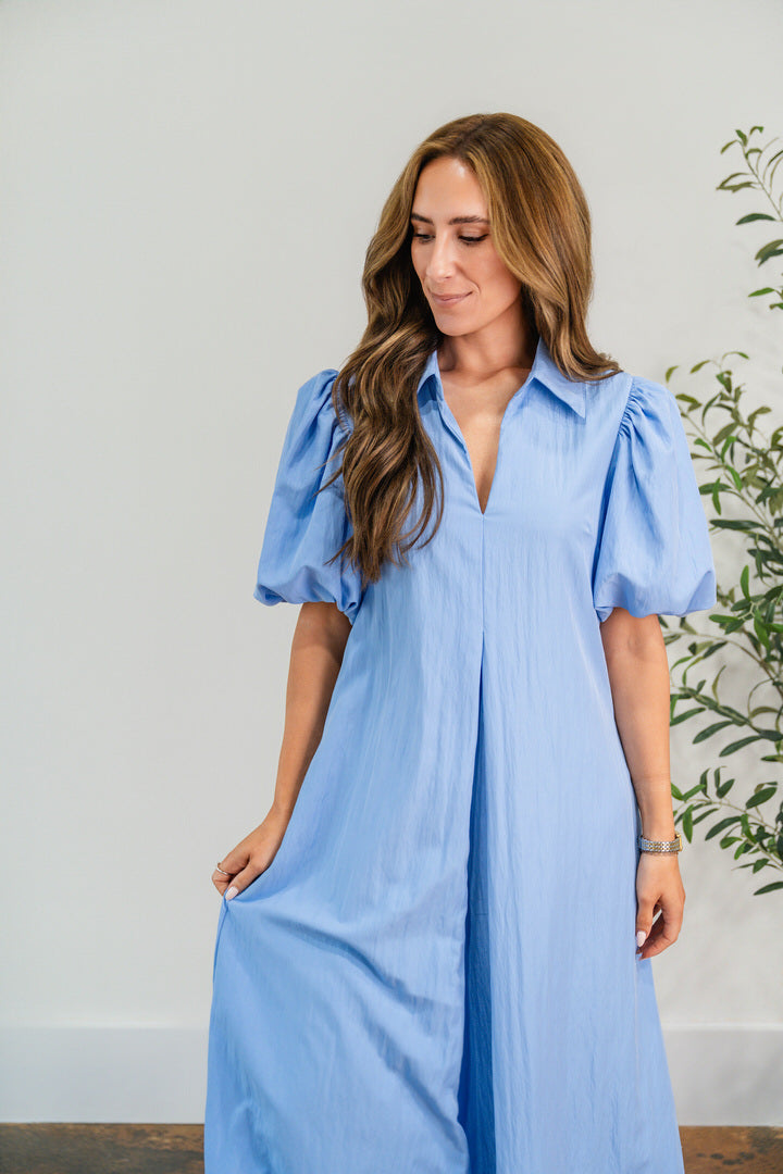 Sky Blue Midi Dress