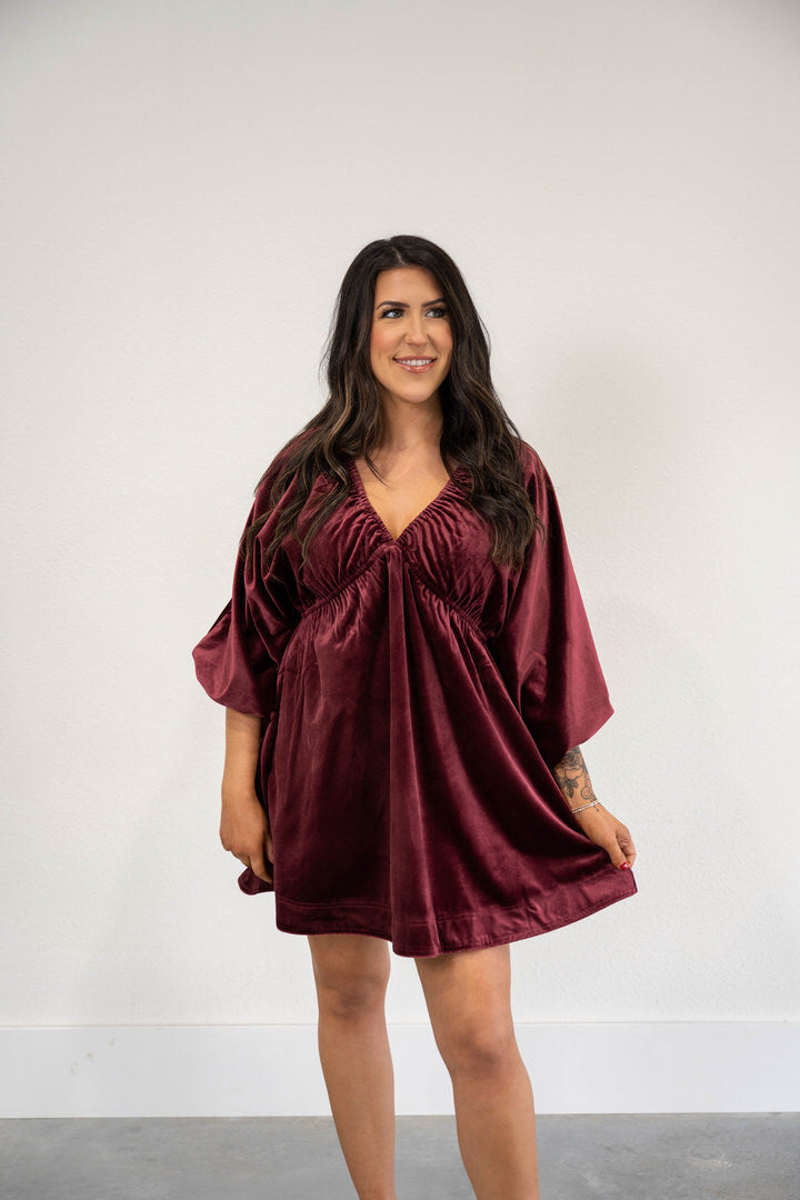 Burgundy Velvet Dress