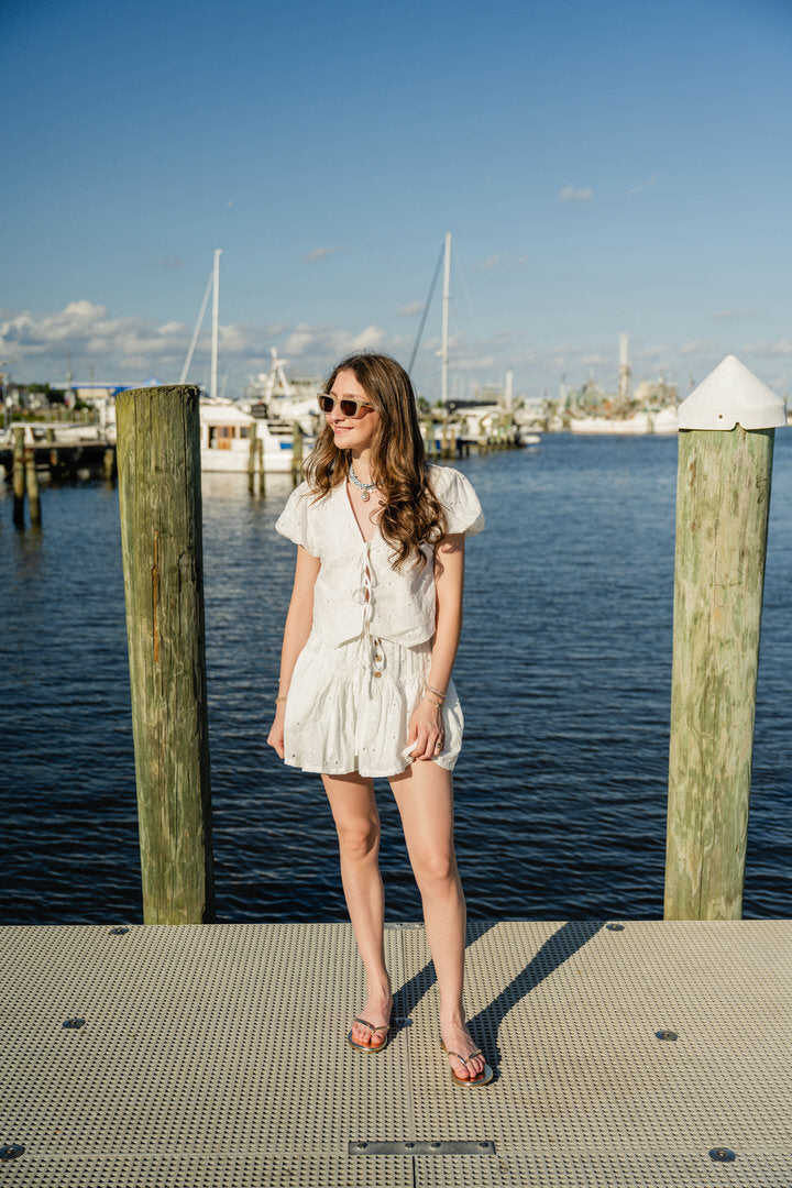 EYELET MINI SKIRT SET