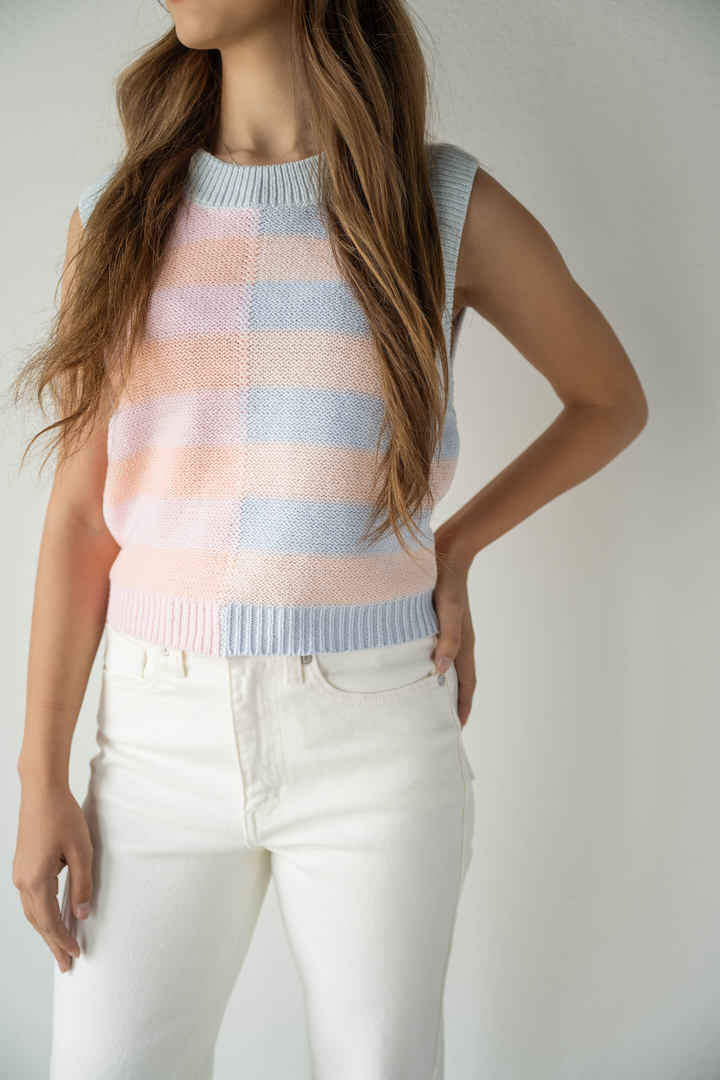 Sleeveless Multi Striped Sweater