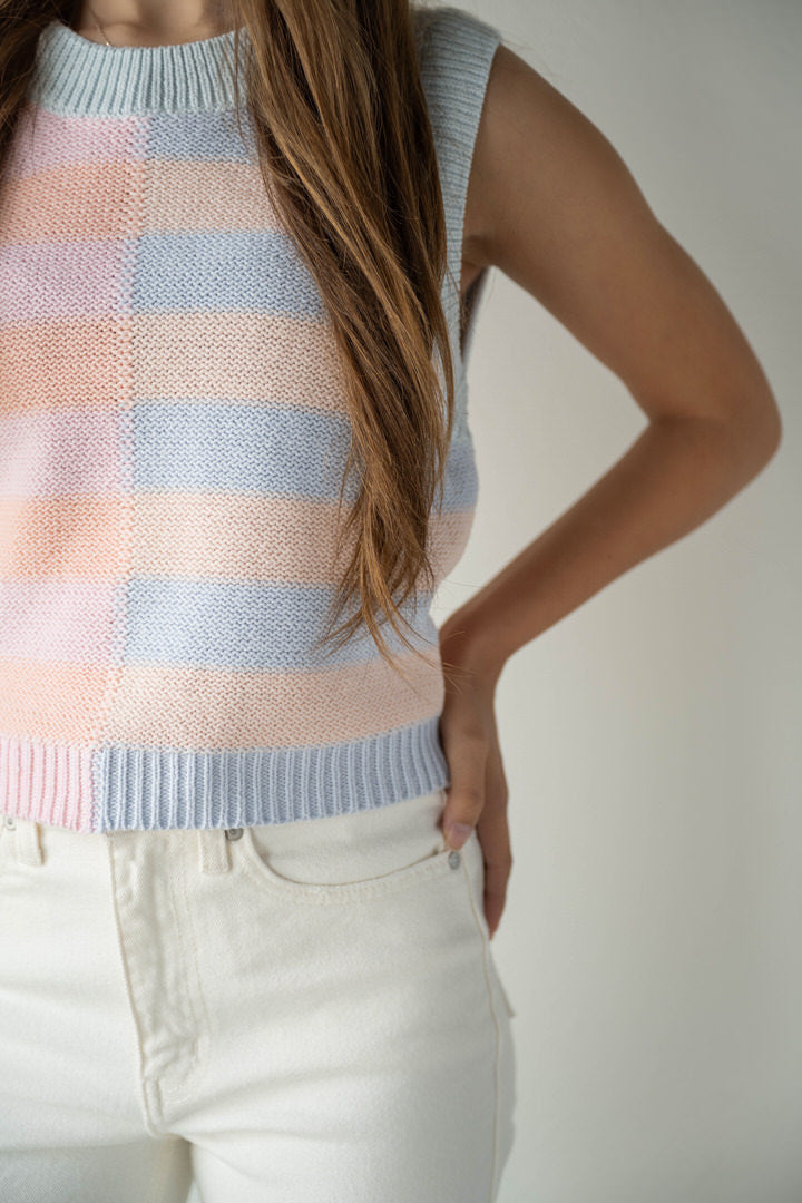 Sleeveless Multi Striped Sweater