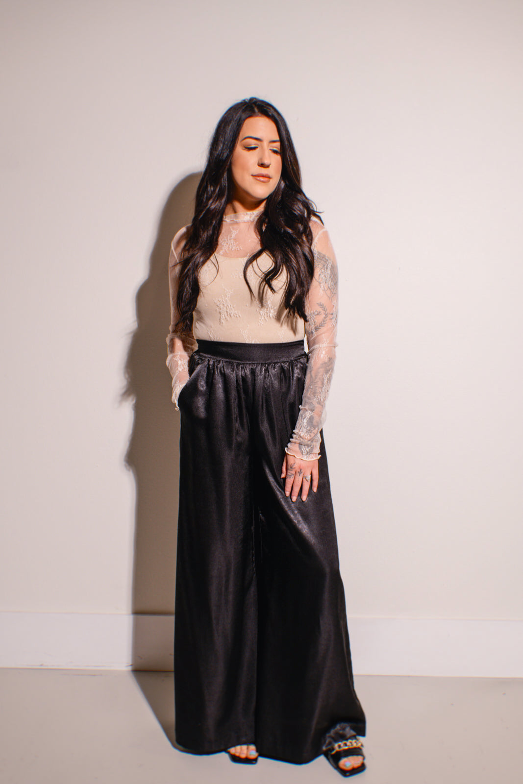 Black Satin Pants
