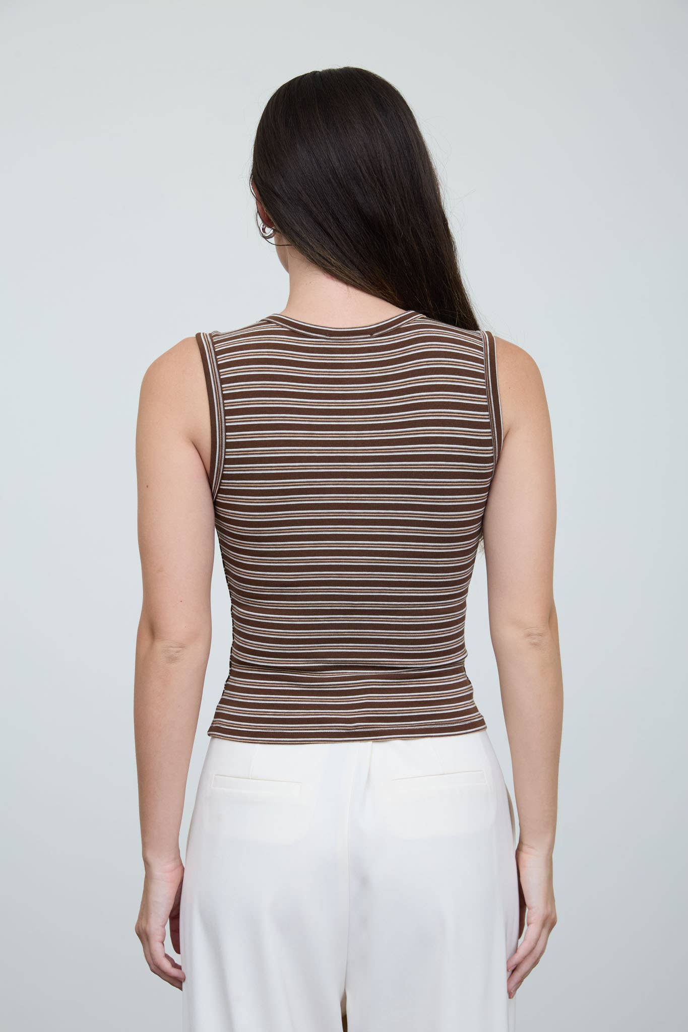 STRIPED BUTTON DOWN TANK