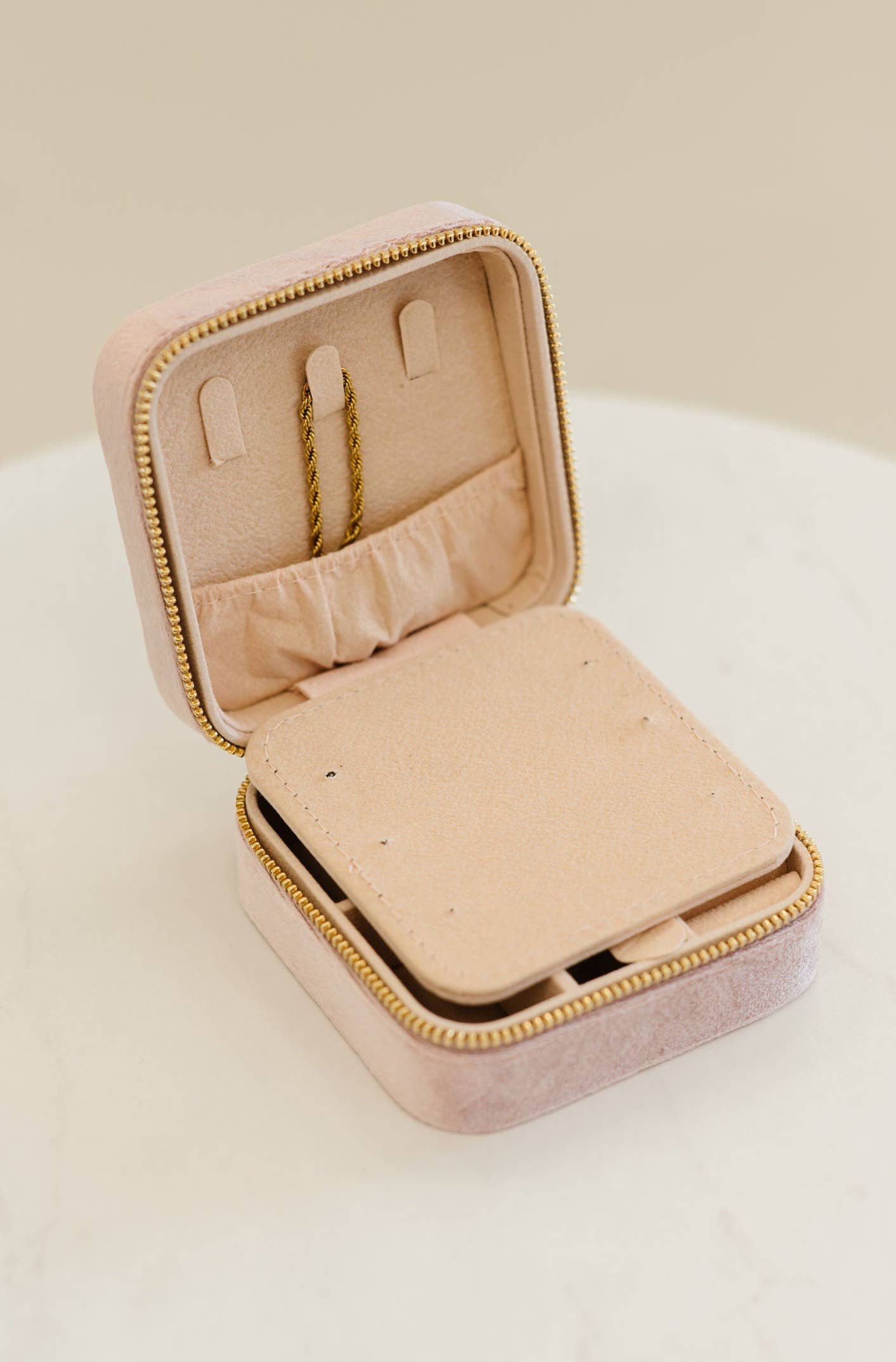 Velvet Travel Jewelry Box Case Organizer with Mirror