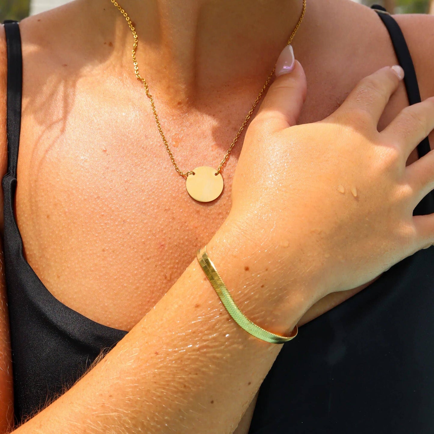 18K Gold Herringbone Chain Bracelet: 7.5" / 3mm