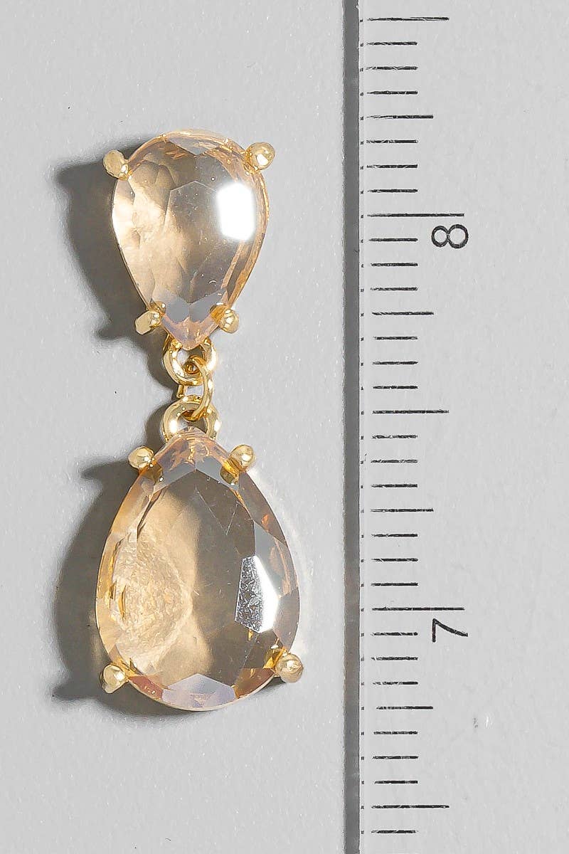 Double Faceted Teardrop Dangle Earrings