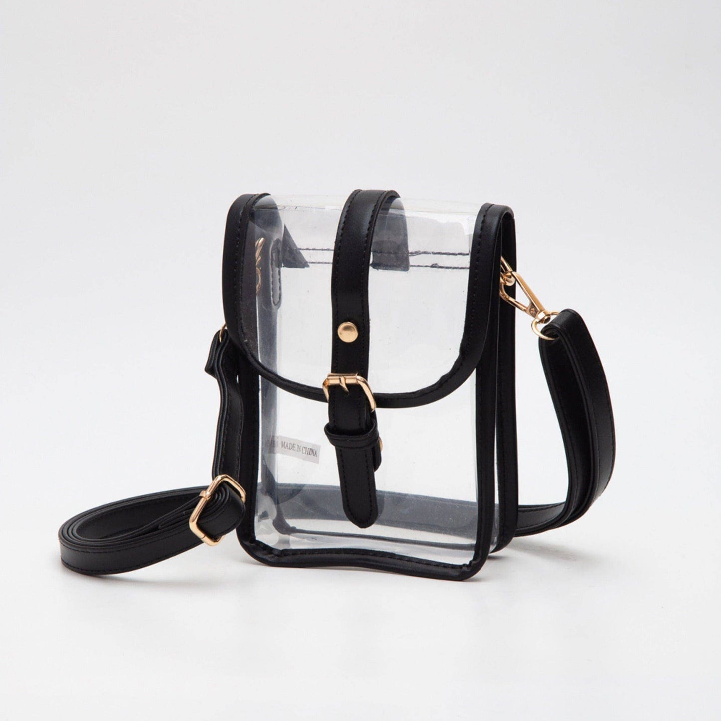 Buckle Strap Mini Crossbody Bag: Black