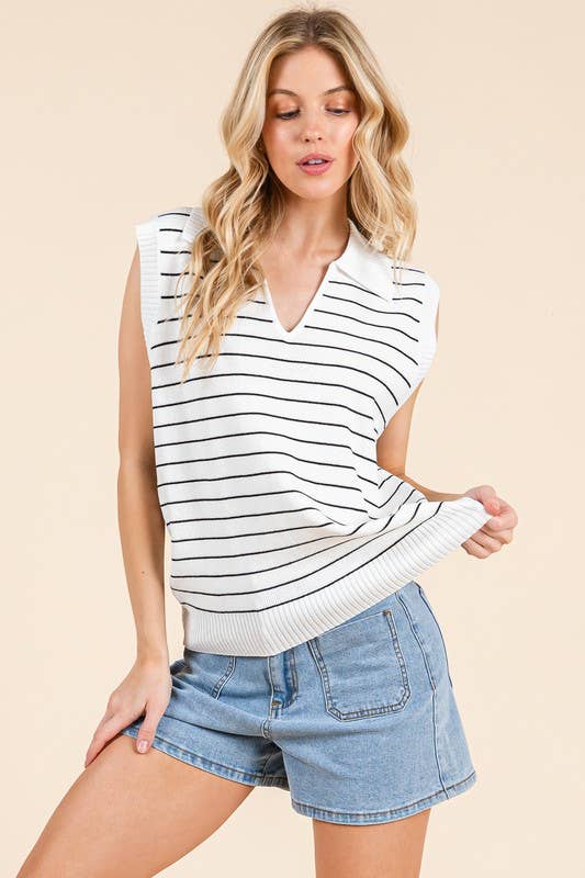 Striped Sweater Vest Top