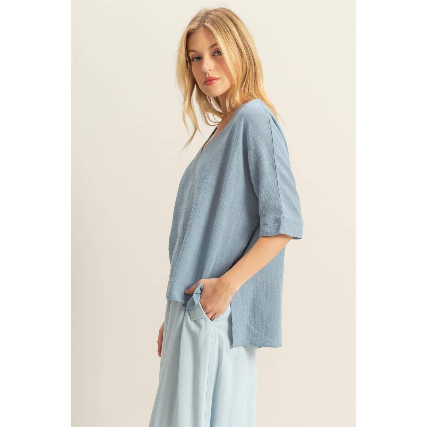 V-Neck Oversized Cotton Top