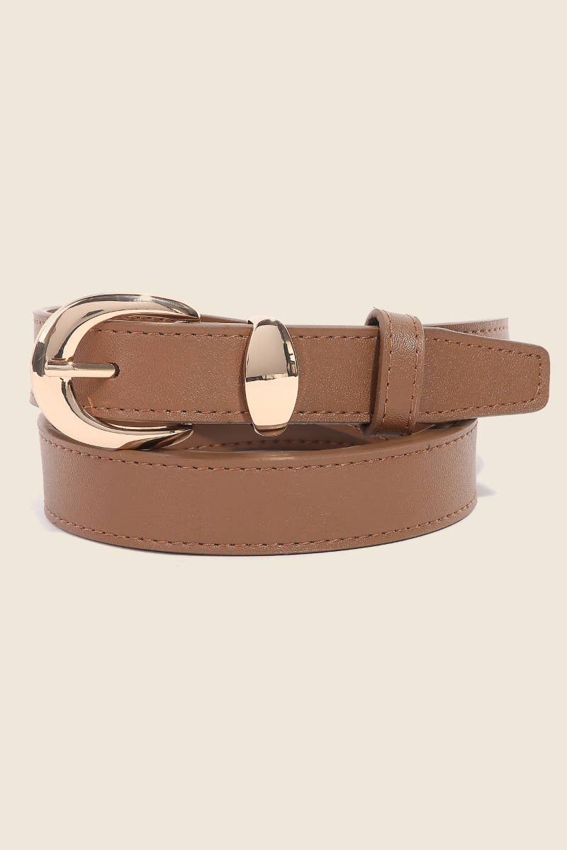 Crescent Buckle Leather Belt
