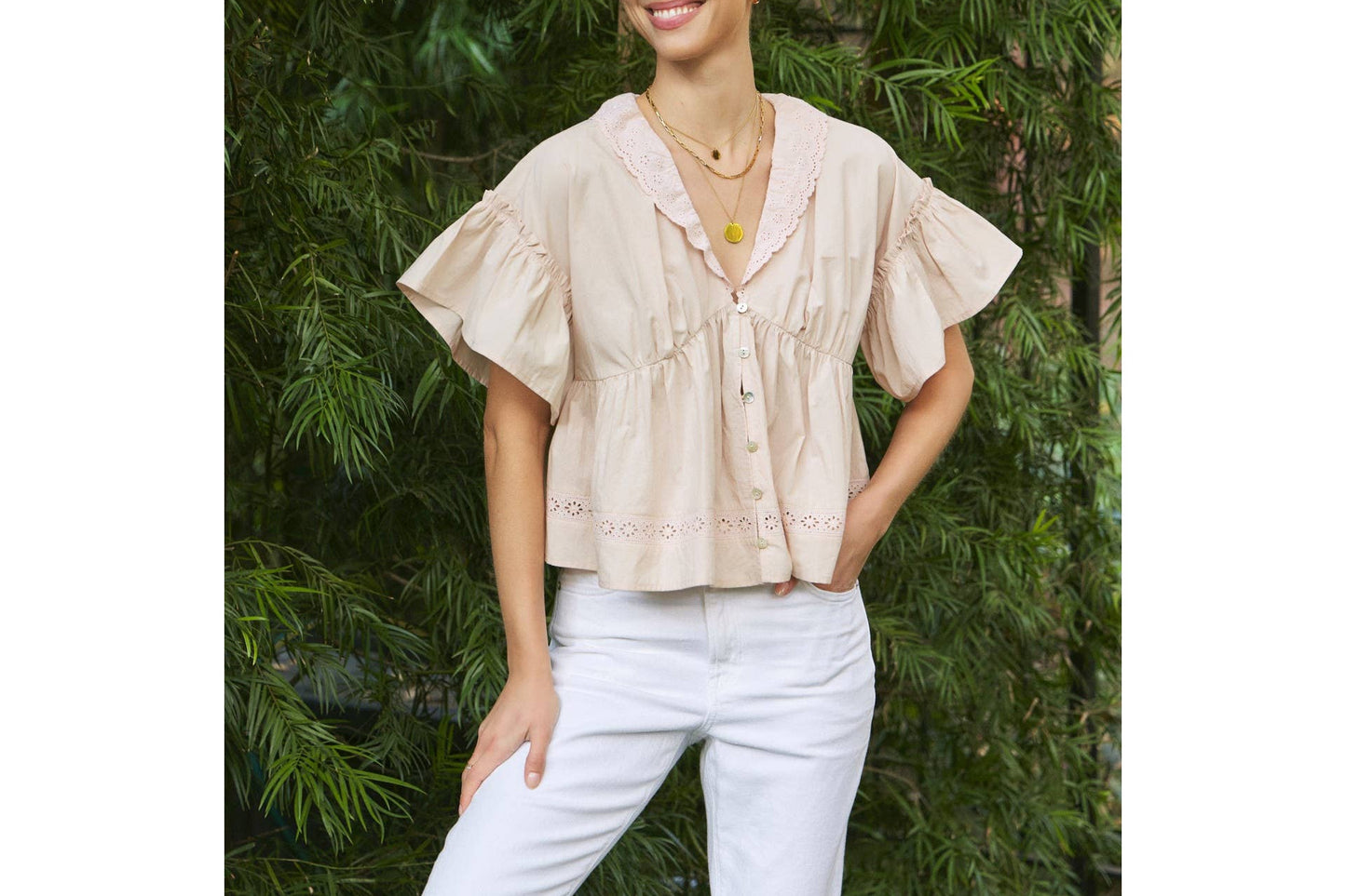 AIRY BUTTON-DOWN BLOUSE