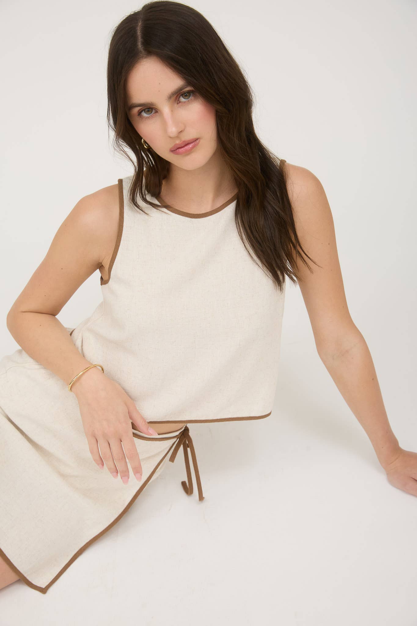 Contrast Linen Trim Set