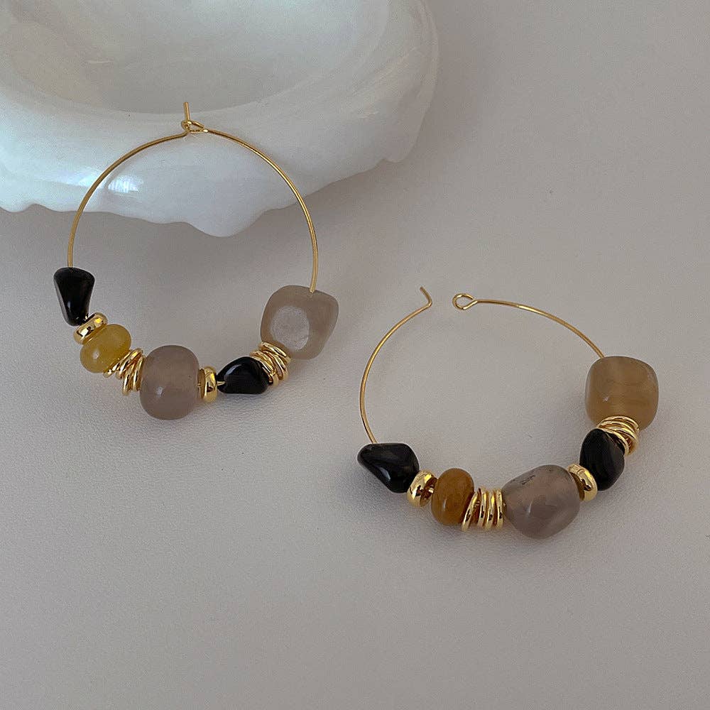 Stone Hoop Earrings