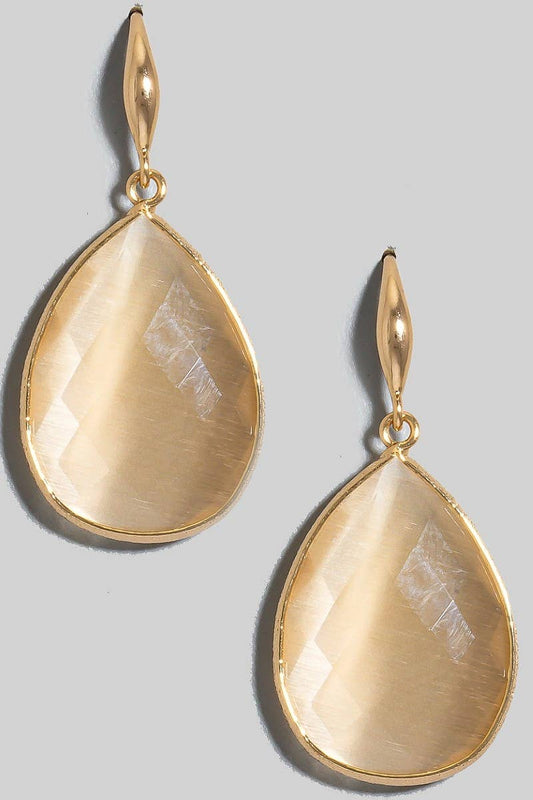 Faceted Glass Tear Dangle Earrings