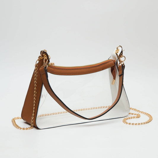 Clear Satchel Bag Tan