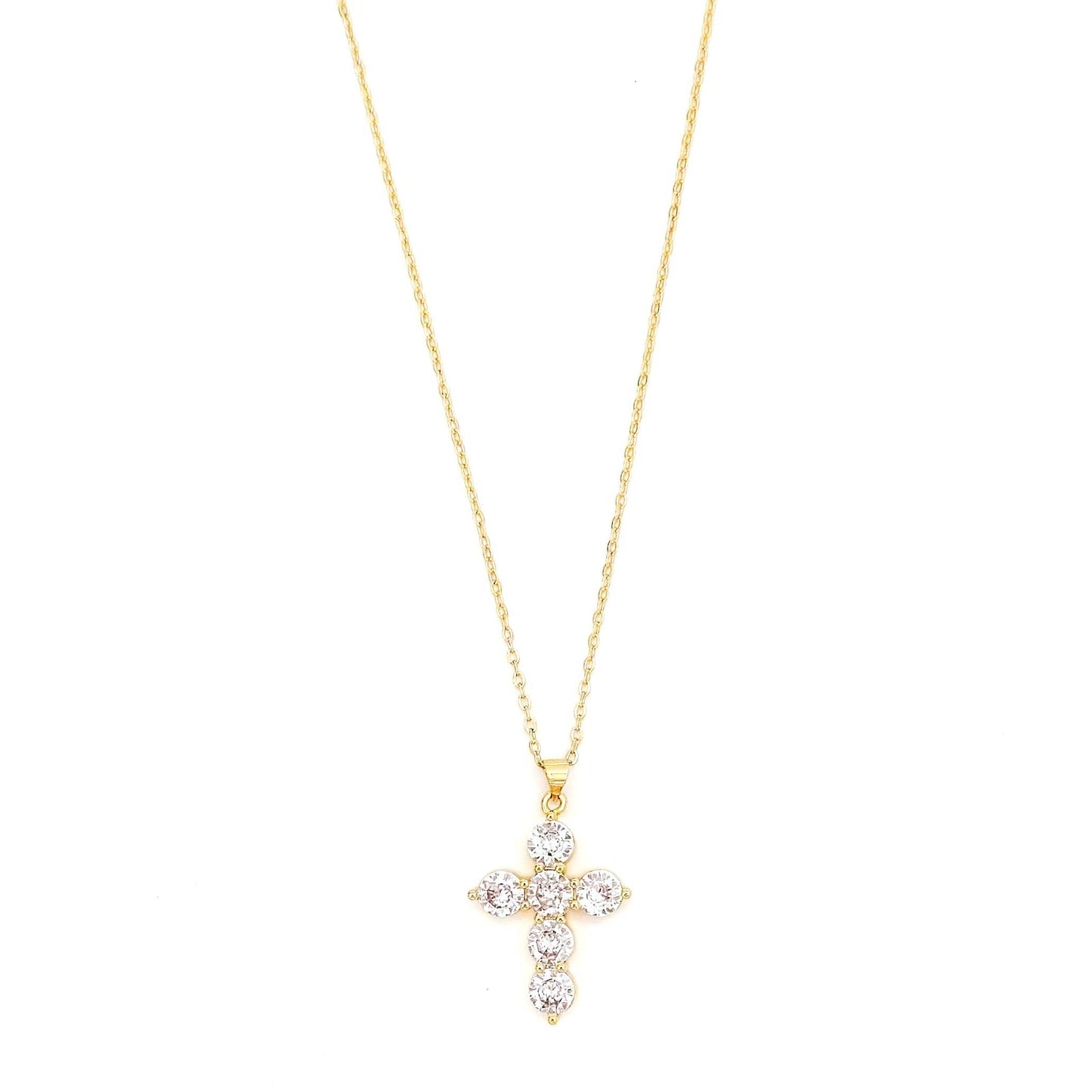 Round Crystal Cross Necklace