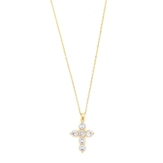 Round Crystal Cross Necklace
