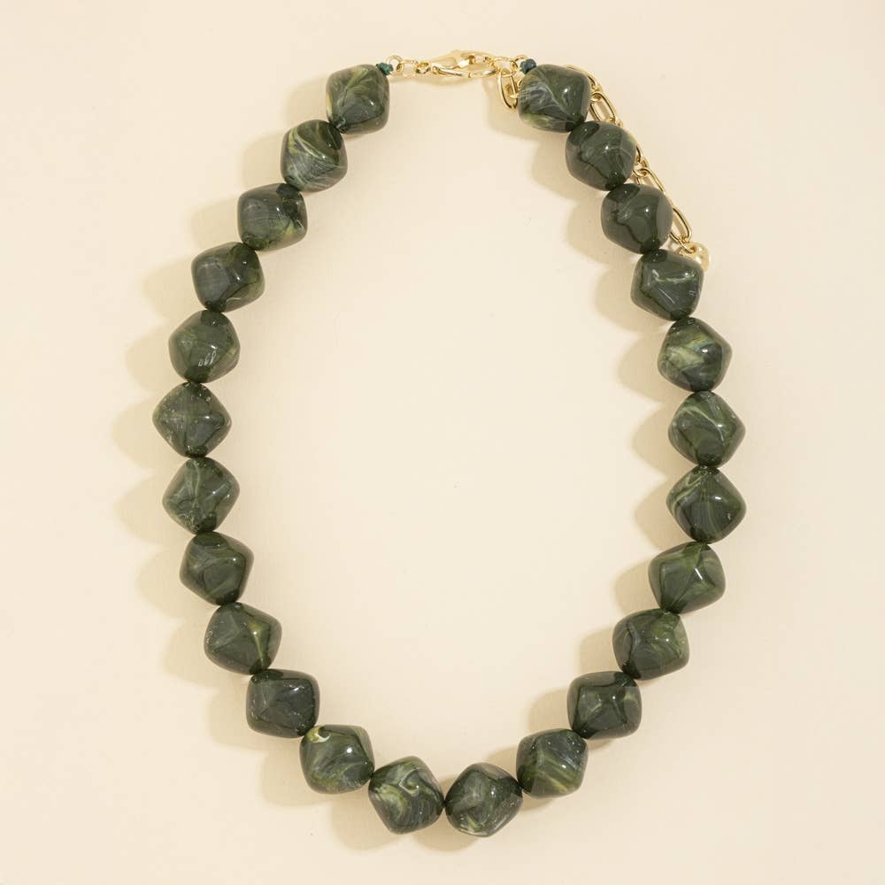 Green Marble Resin Necklace
