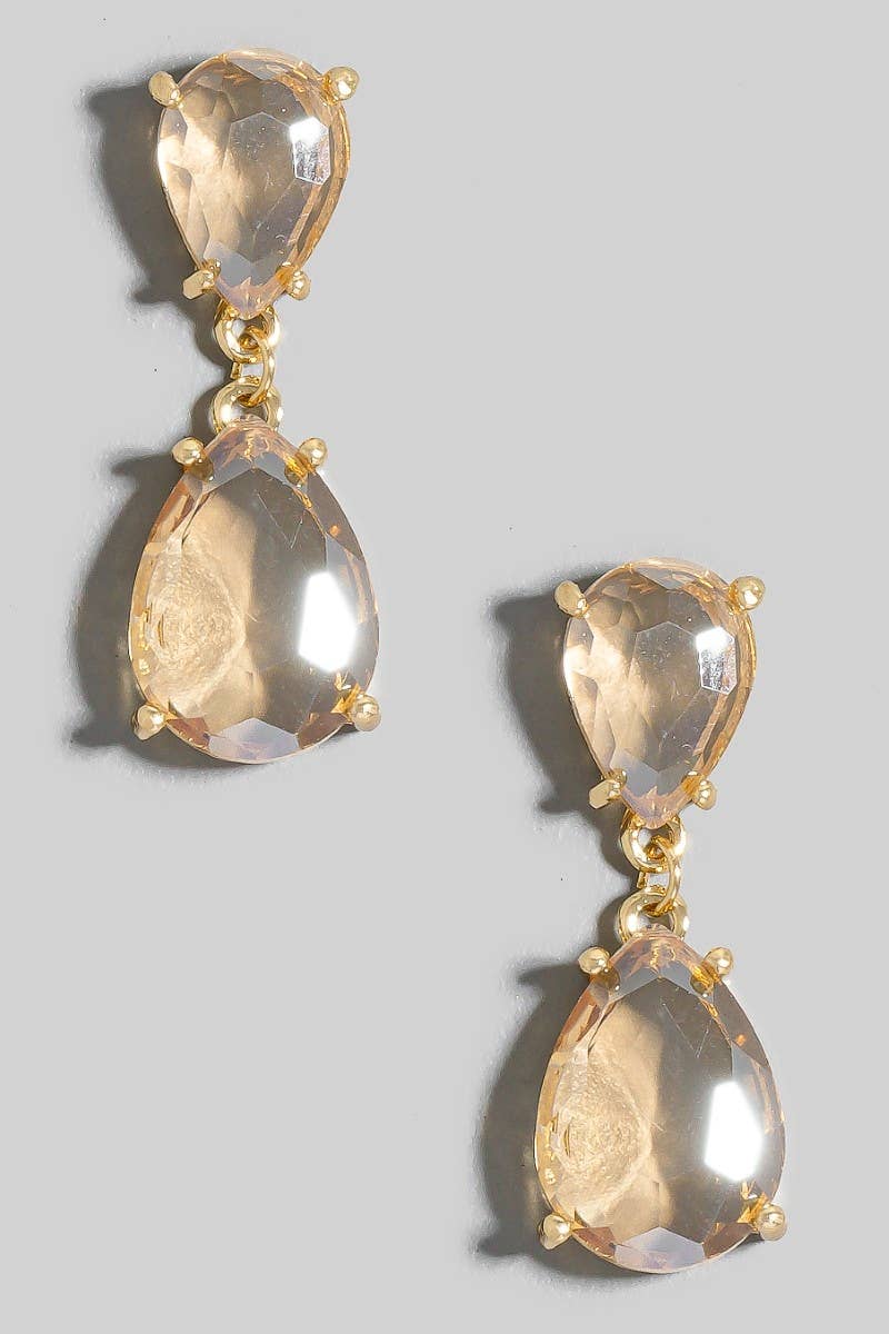 Double Faceted Teardrop Dangle Earrings