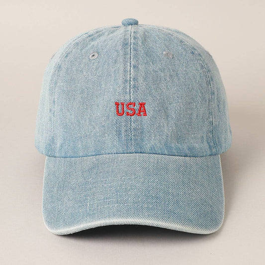 USA Embroidered Denim Cap