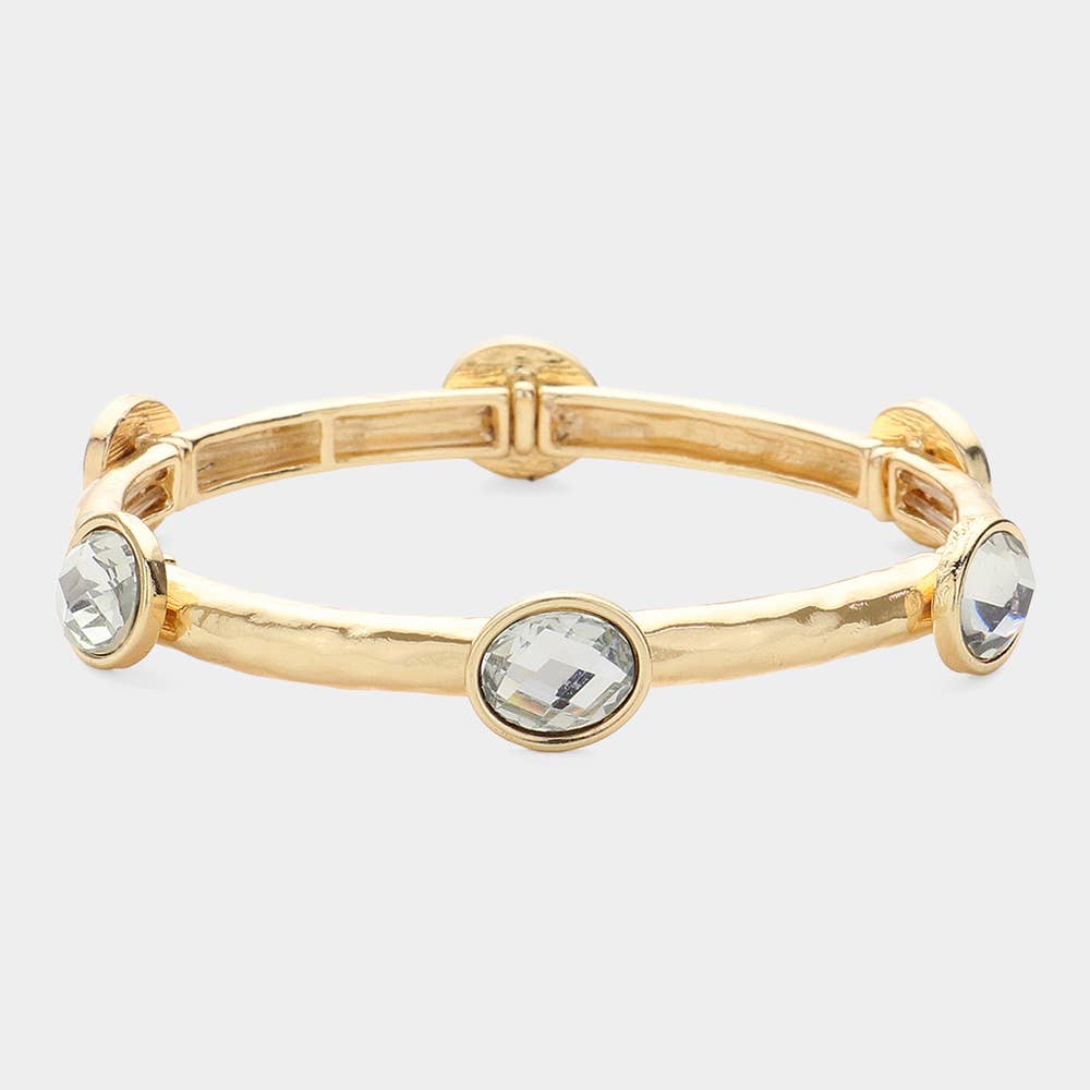 Oval Clear Stone Stretch Bracelet