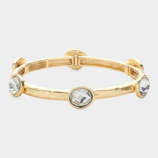 Oval Clear Stone Stretch Bracelet