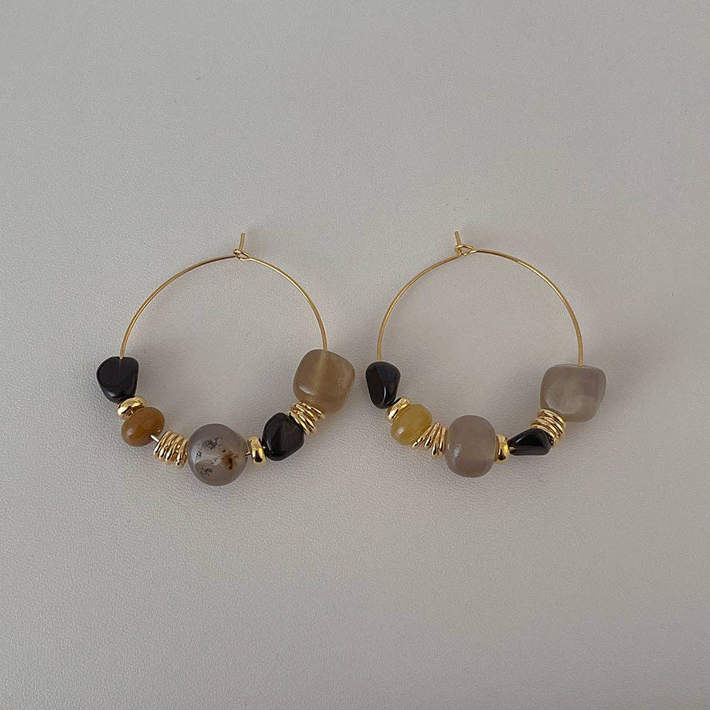Stone Hoop Earrings