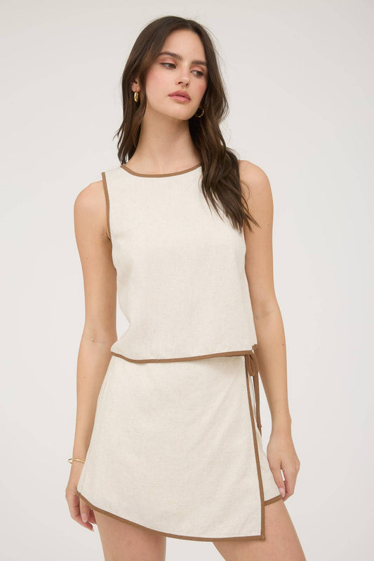 Contrast Linen Trim Set